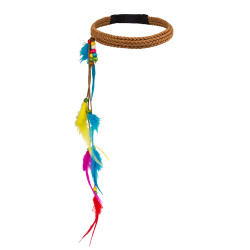 Hnědá čelenka hippie s peříčky